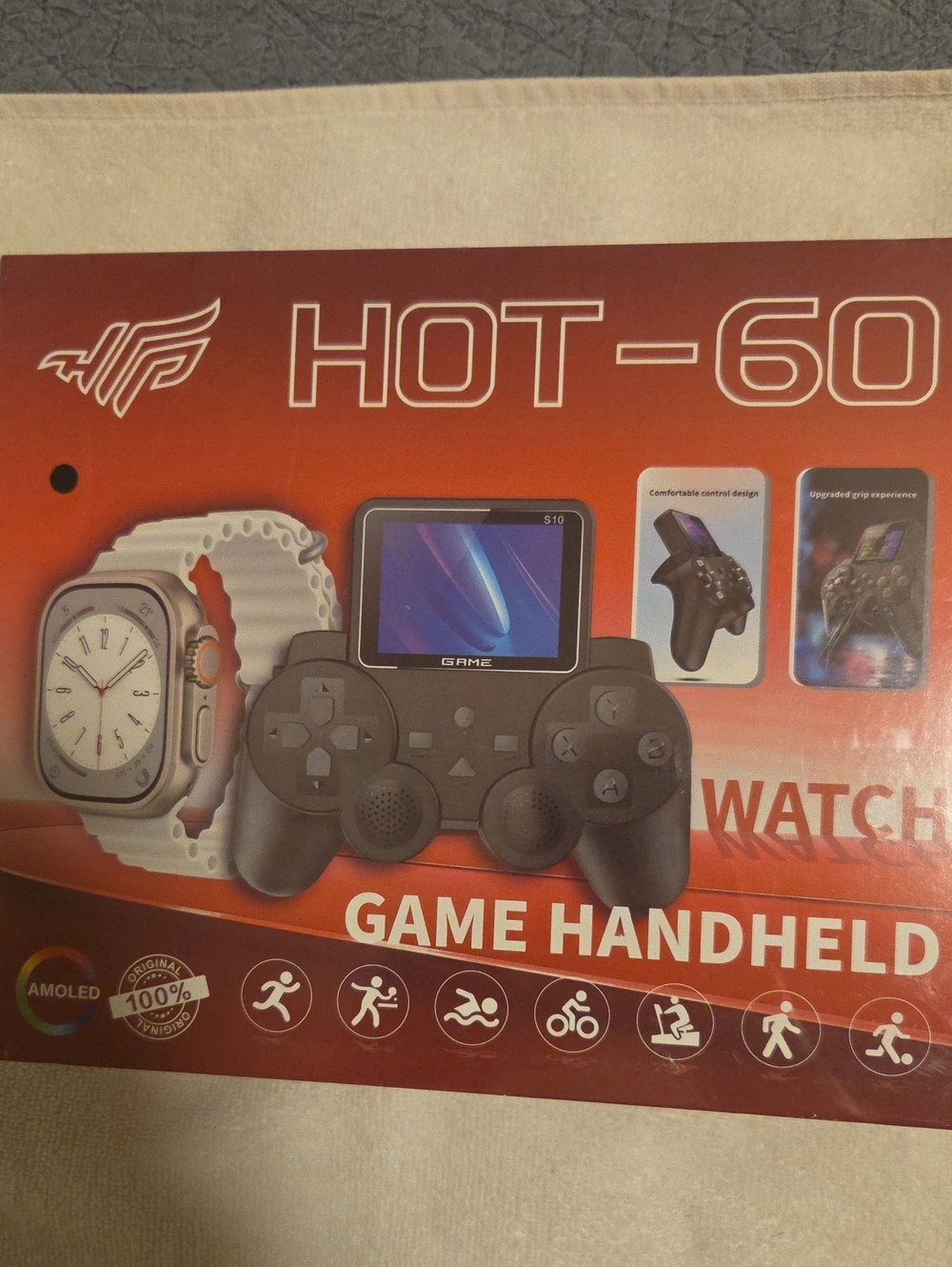 Black Game Handheld Controller with Screen And Smartwatch